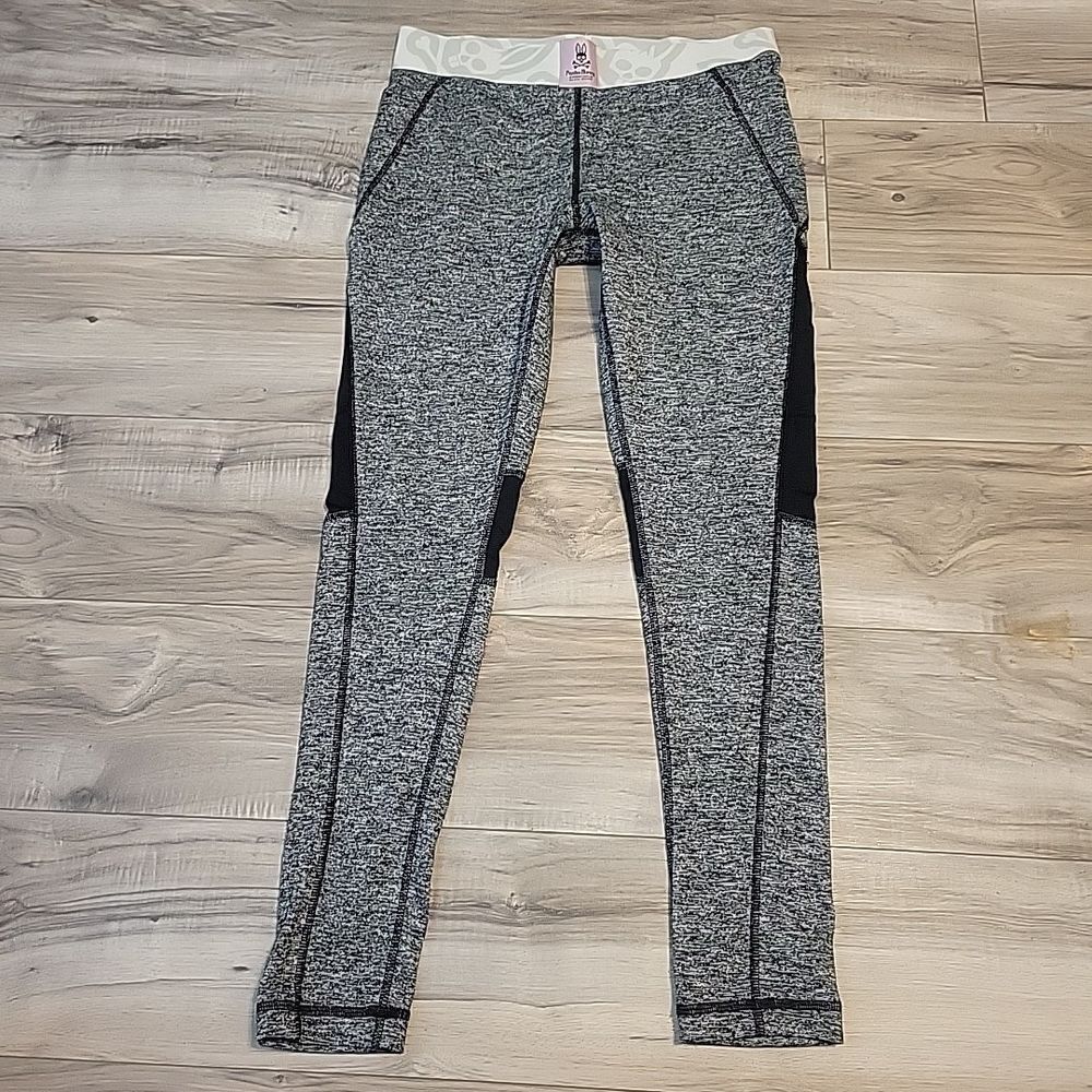 Psycho Bunny Leggings Womens Small Black White Elastic Waist Logo Print - Picture 4 of 9